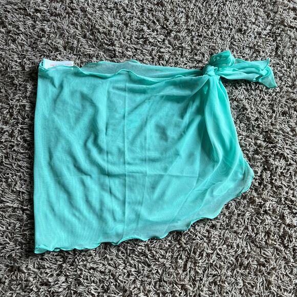 NWT! Juniors' Ninety-Nine° Mini Sarong Mesh Mint Swim Cover Up One Size Fits All - Picture 6 of 6